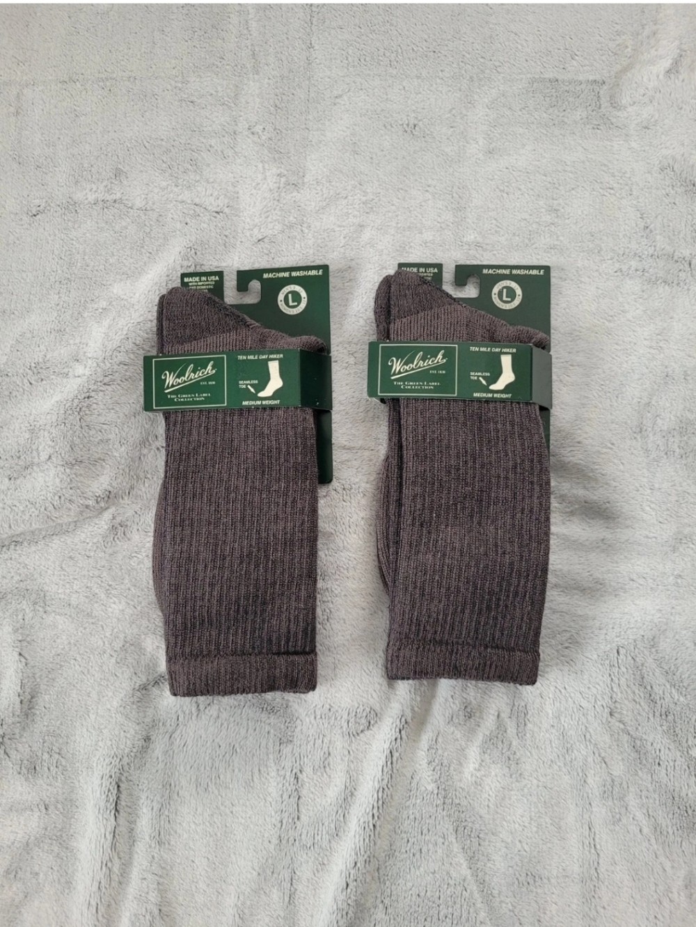 2 Woolrich Unisex L Ten Mile Day Hiker Crew Socks Medium Weight Merino Lambswool